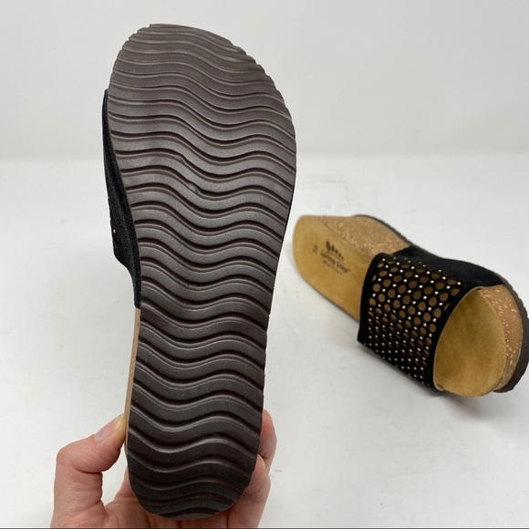 Spring Step Marni wedge platform sandals black suede slides - Picture 6 of 6